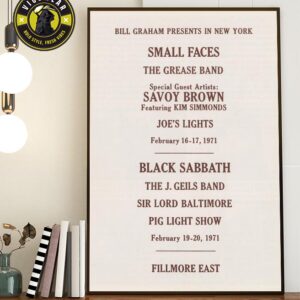 Black Sabbath’s 1971 New York Concert Celebration At Fillmore East Presented By Bill Graham Home Decor Poster Canvas