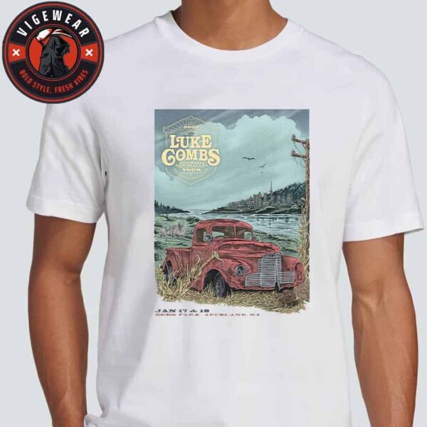 Luke Combs Australia New Zealand Tour 2025 Event Poster At Eden Park, Auckland, NZ On January 17th And 18th Classic T-Shirt